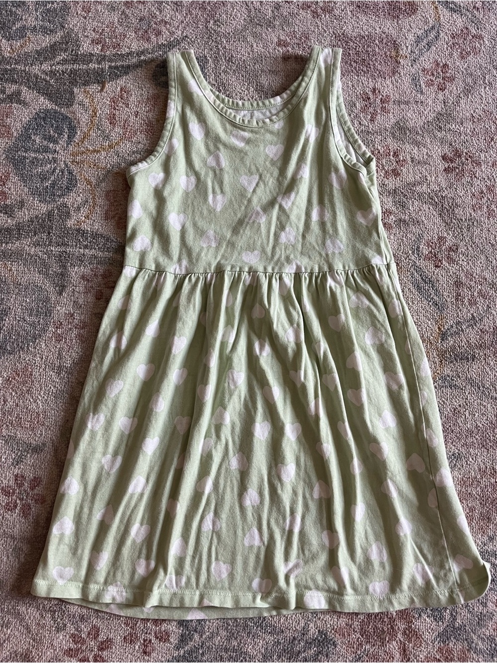 H&M Light Green Tank Dress with White Heart Print